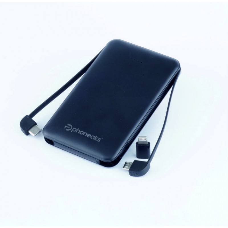 PHONEAKS TRIPLE 5000 MAH POWERBANK (Micro-Iphone-Type-C) KABLOLU