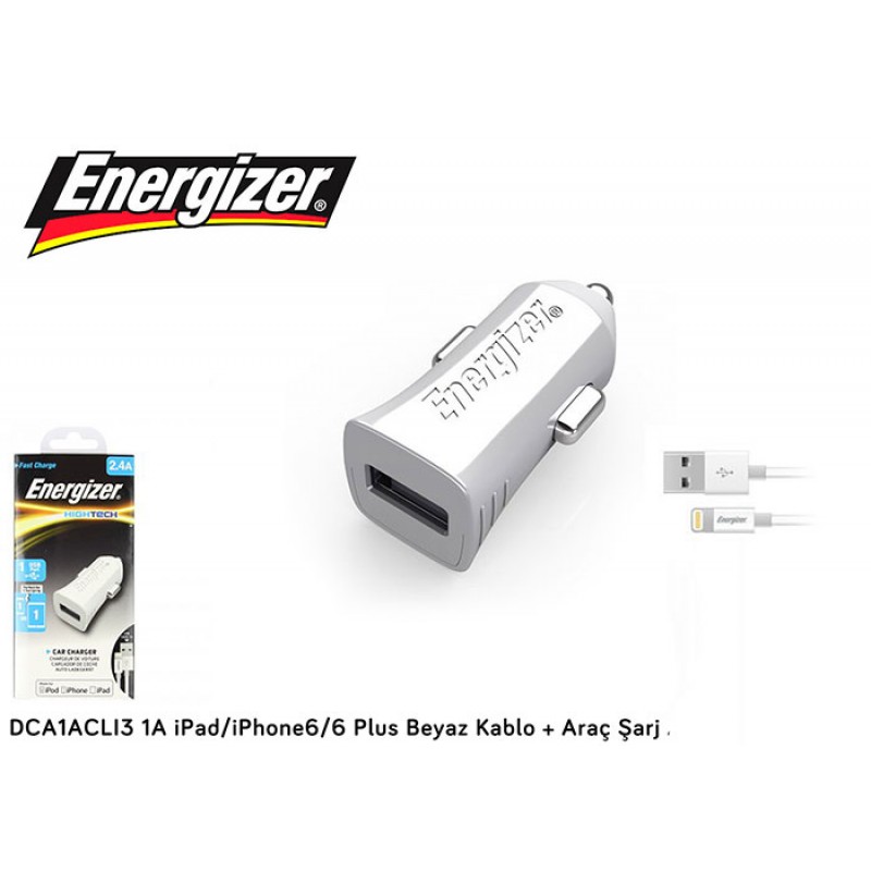 Energizer DCA1ACLI3 1A iPad-iPhone6-6 Plus Beyaz