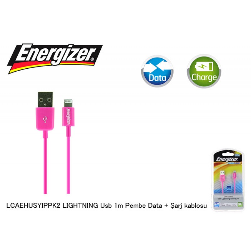 Energizer LCAEHUSYIPPK2 LIGHTNING Usb 1m Pembe
