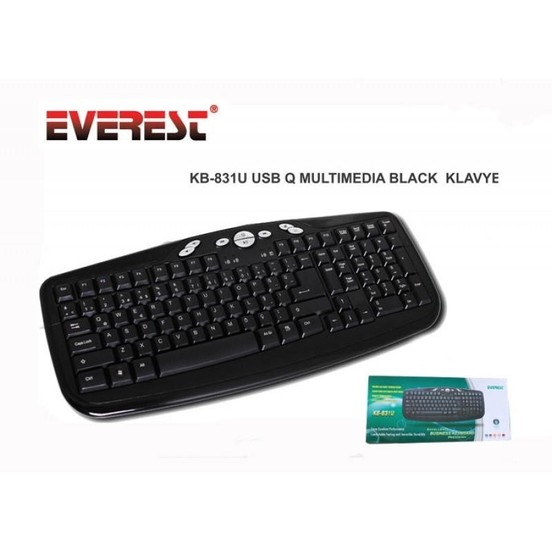 Everest KB-831U Siyah Q Usb Multimedya Kablolu 111 Tuşlu Klavye