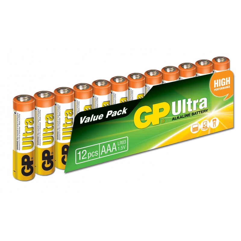 Gp R03 AAA Boy Ultra Alkalin İnce Kalem Pil 12'li Paket GP24AU-VS12
