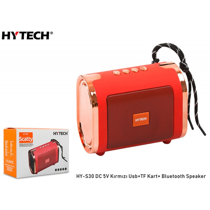 Hytech HY-S30 DC 5V Bluetooth Speaker Kırmızı Usb+TF Kart+