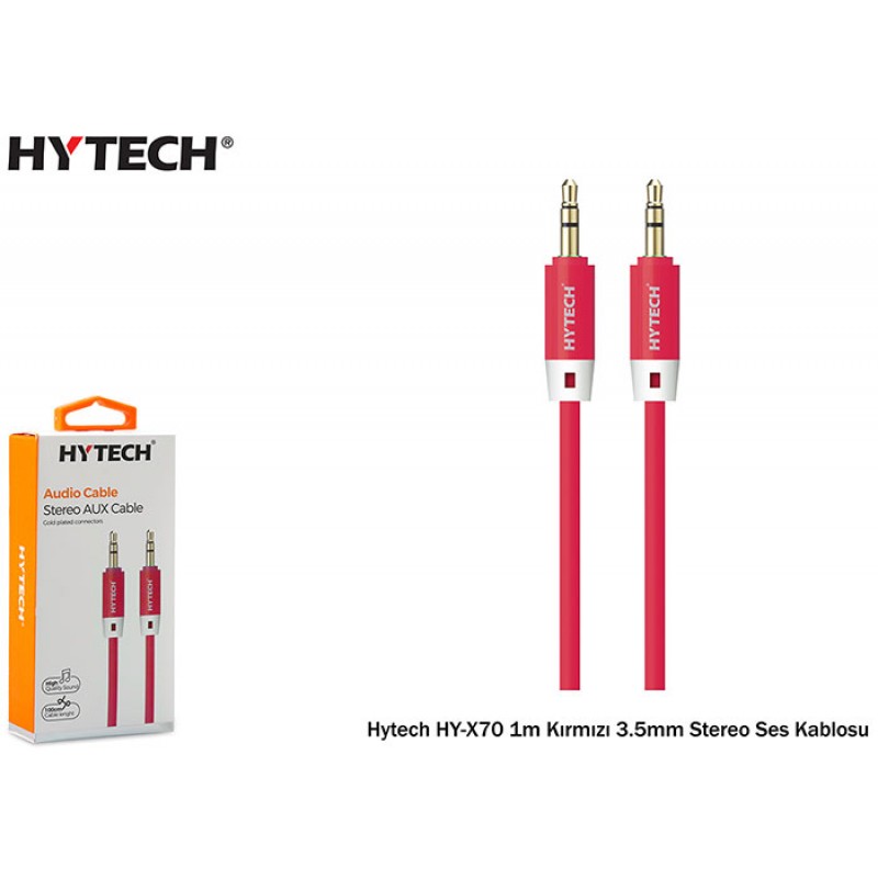 Hytech HY-X70 1m Kırmızı 3.5mm Stereo Ses Kablosu