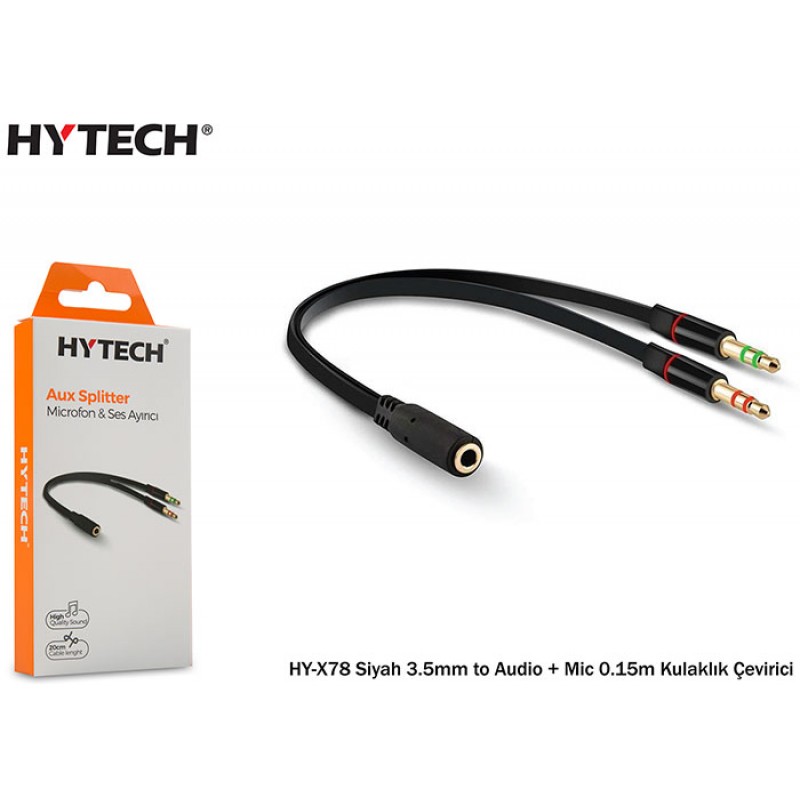 Hytech HY-X78 Siyah 3.5mm to Audio + Mic 0.15m Kul