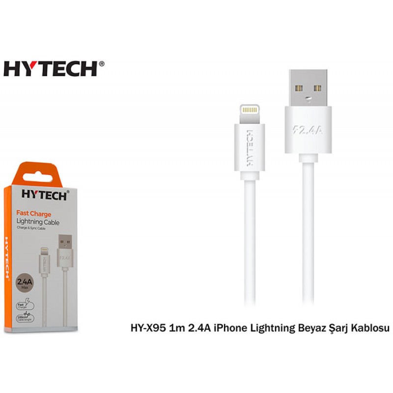 Hytech HY-X95 1m 2.4A iPhone Lightning Beyaz Şarj Kablosu