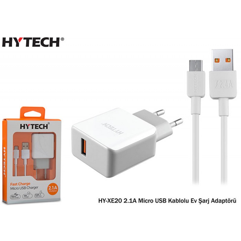 Hytech HY-XE20 2.1A Micro USB Kablolu Ev Şarj Adaptörü