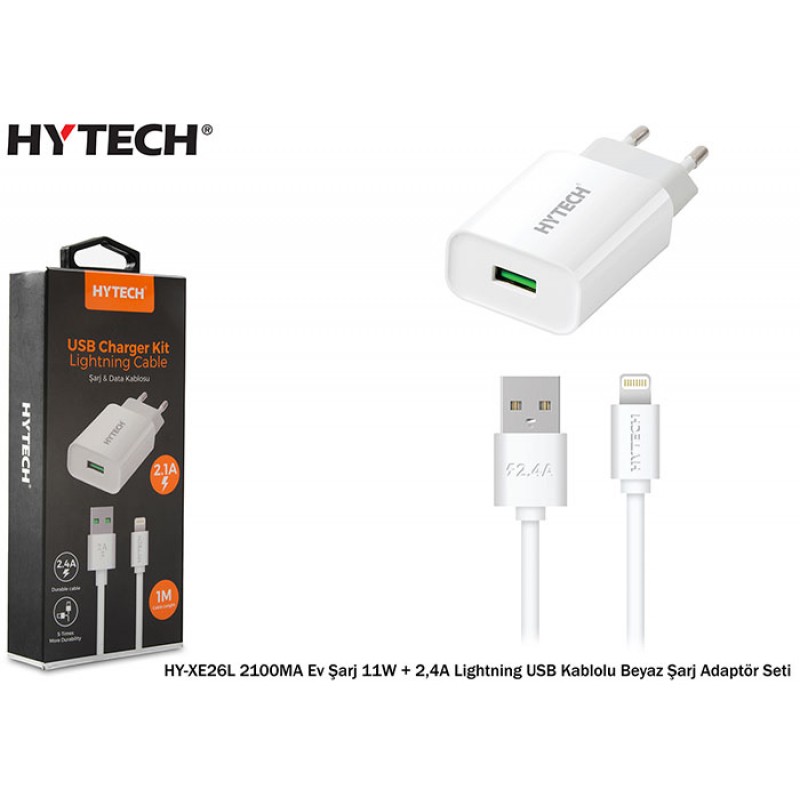 Hytech HY-XE26M 2100MA Ev Şarj 11W + 2A Micro Micro USB Kablolu Beyaz Şarj Adaptör Seti