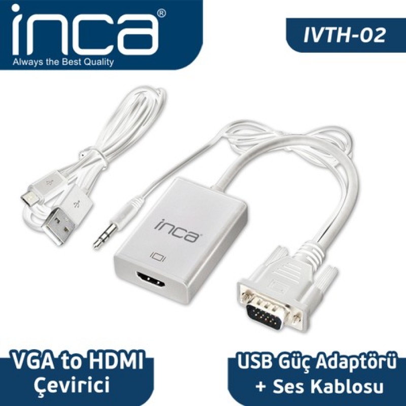 Inca IVTH-02 Vga To Hdmı Çevirici + Usb Adaptör+