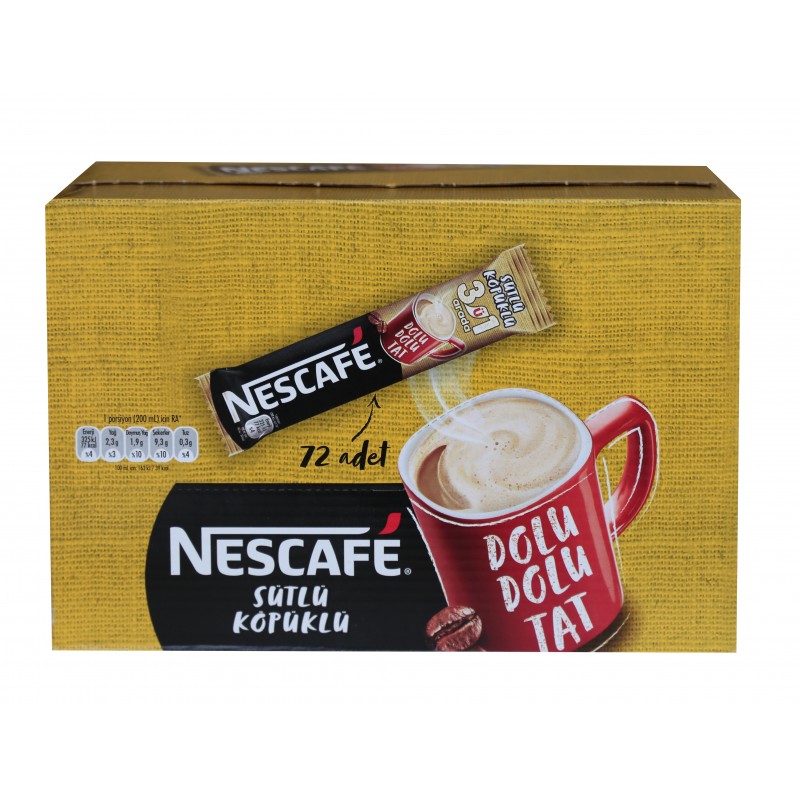 Nestle Nescafe 3ü1 Arada Sütlü Köpüklü 72 Adet 17,4gr 12397895