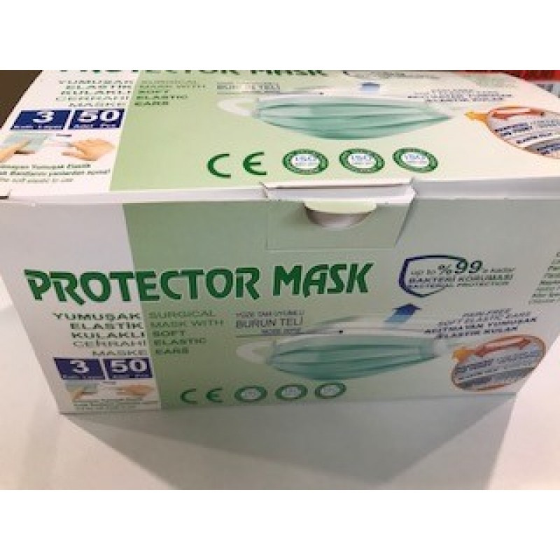Protector 50li Yeşil Geniş Lastikli Meltblow Cerrahi Maske