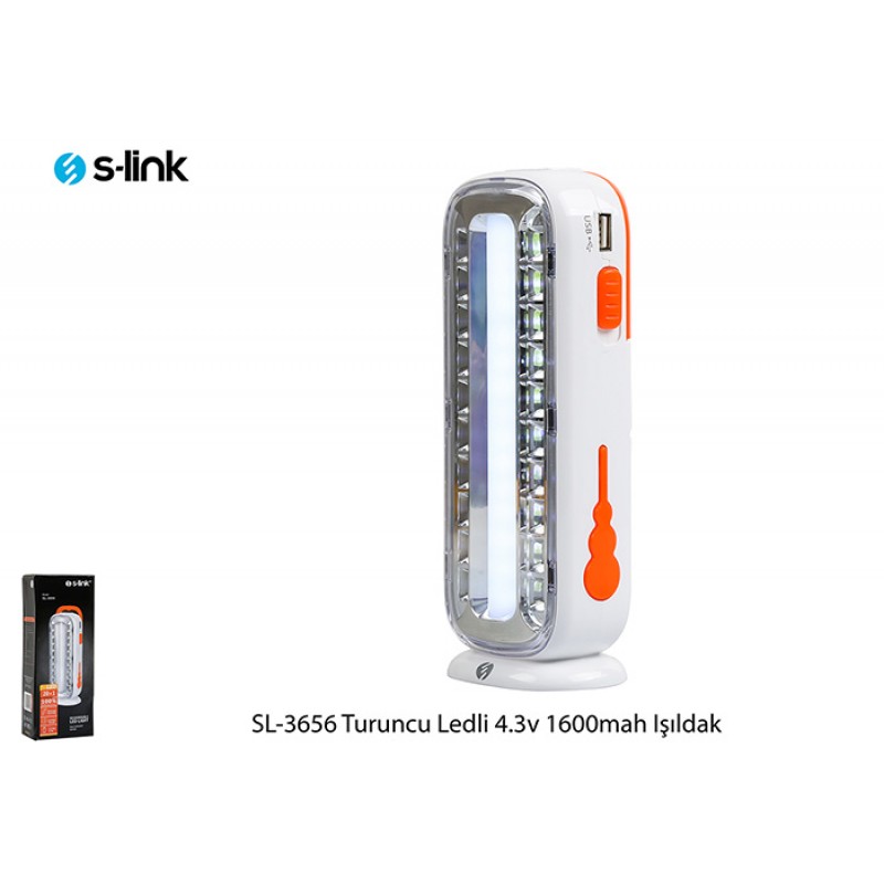 S-link SL-3656 Turuncu 4.3v 1600Mah (Tüp içi 15 SMD) 20 SMD Ledli Işıldak
