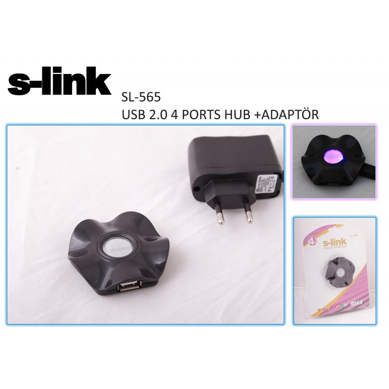 S-link SL-565 4 Port 2.0 Adaptörlü Usb Çoklayıcı