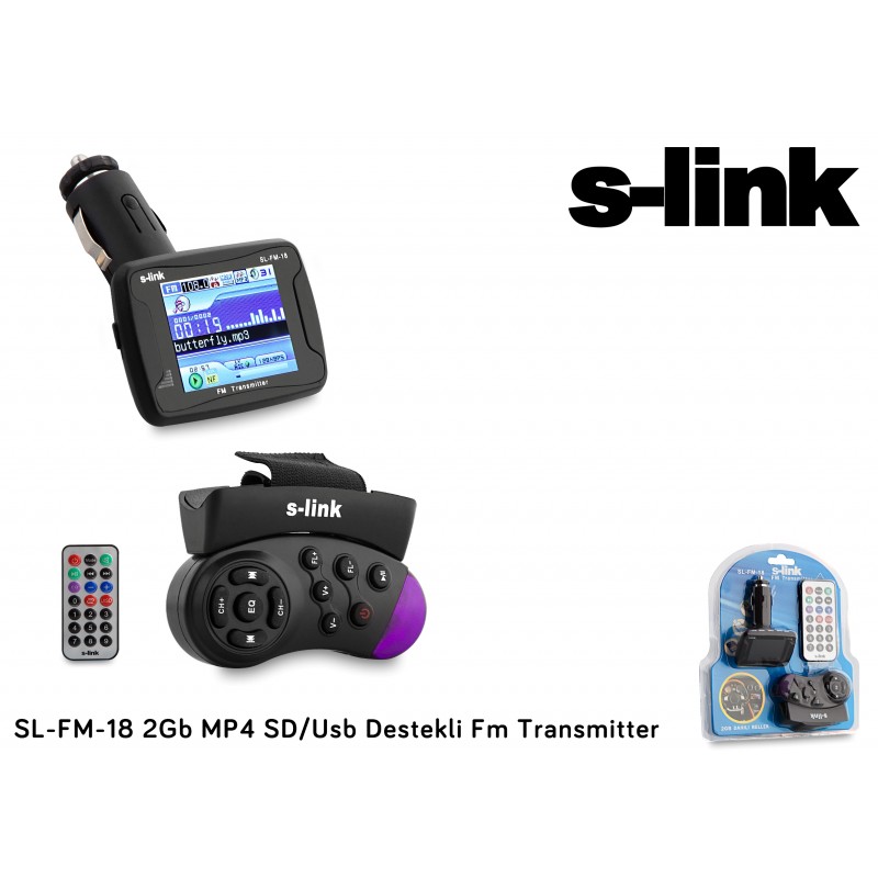 S-link SL-FM-18 2gb mp4 Transmıtter sd+usb Destekli Kumandalı Direksiyon Kumandalı