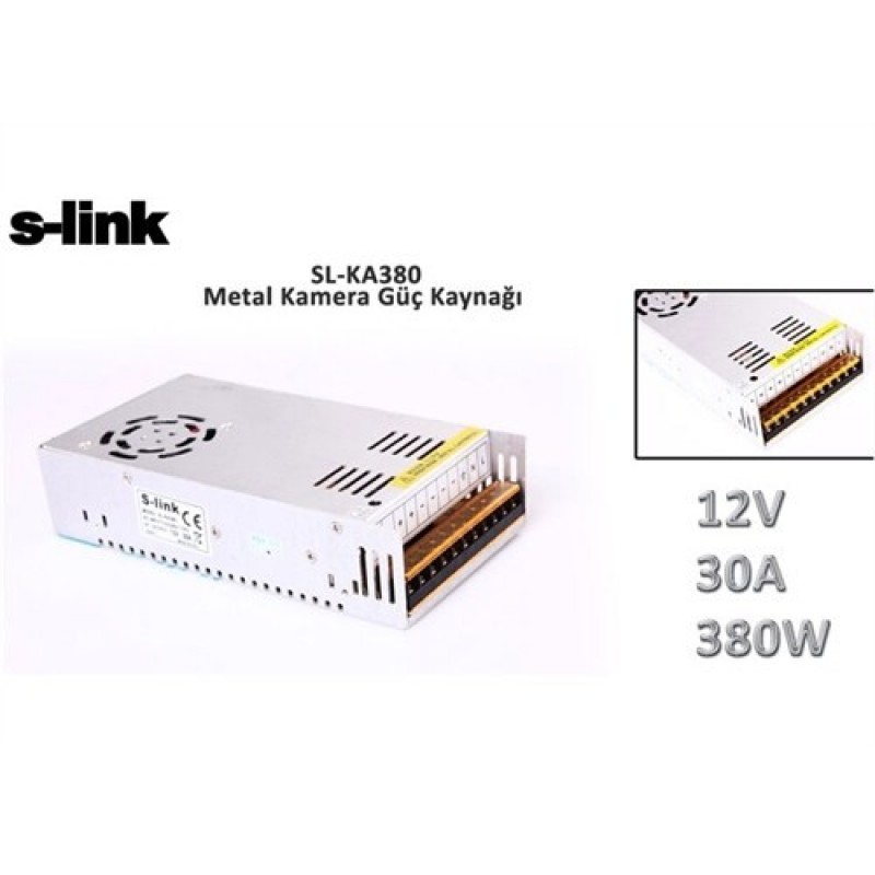 S-link SL-KA380 12v 30a 380w Metal Kamera Güç Kaynağı