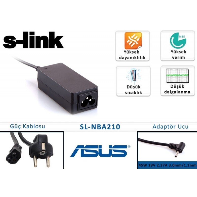 S-link SL-NBA210 45w 19v 2.37a 3.0-1.1 Ultrabook Adaptörü