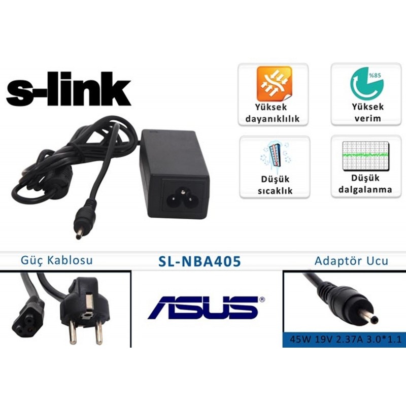 S-link sl-nba405 45w 19v 2.37a 3.0-1.1 Notebook Standart Adaptörü