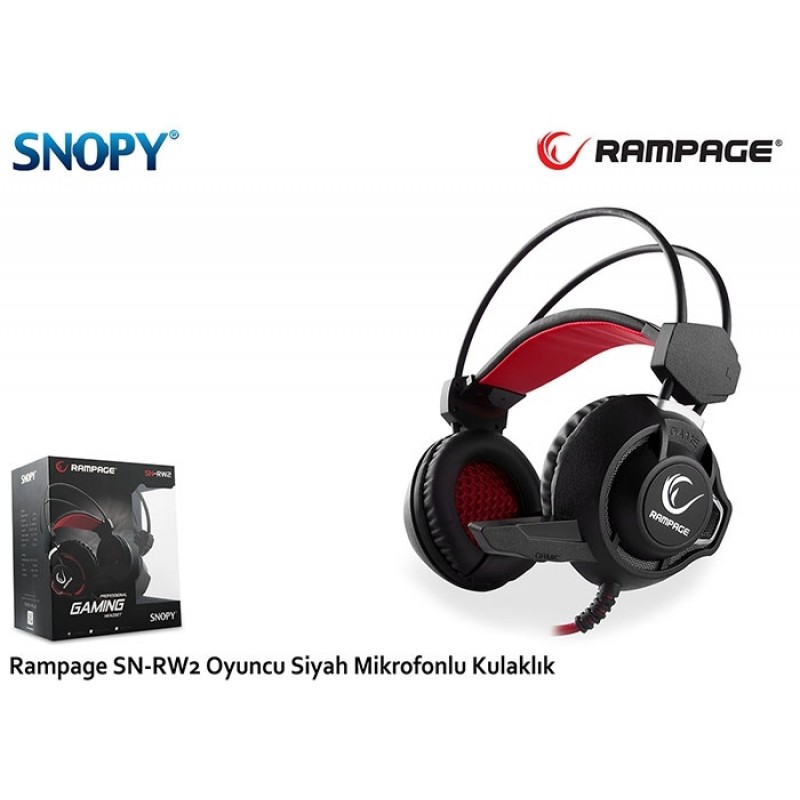 Snopy Rampage SN-RW2 Oyuncu Siyah Mikrofonlu Kulak