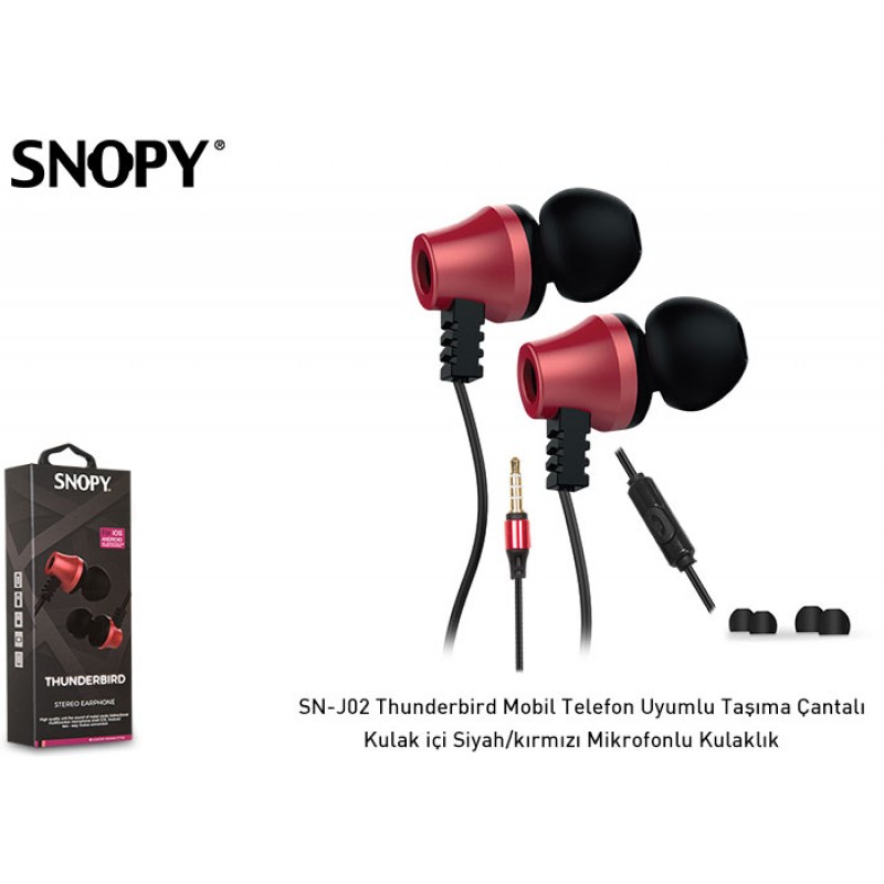 Snopy SN-J02 Thunderbird Mobil Telefon Uyumlu  Kulak içi Siyah-kırmızı Mikrofonlu Kulaklık