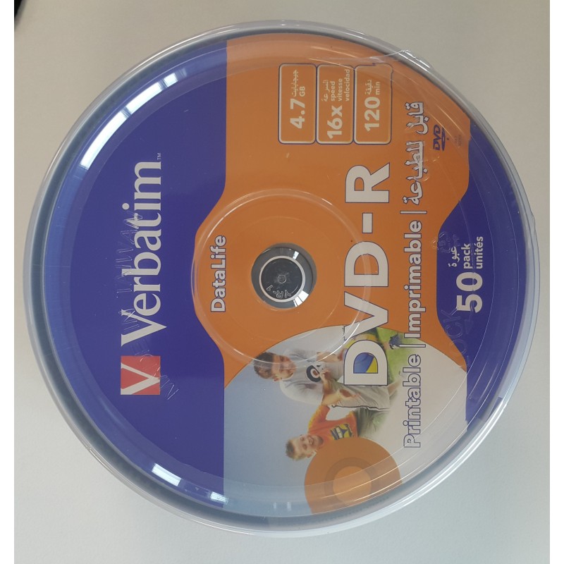 Verbatim DVD-R 50Lİ Printable DataLife 4,7GB 16X 120Min (069725-02)